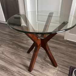 Glass Top Cherrywood End Table