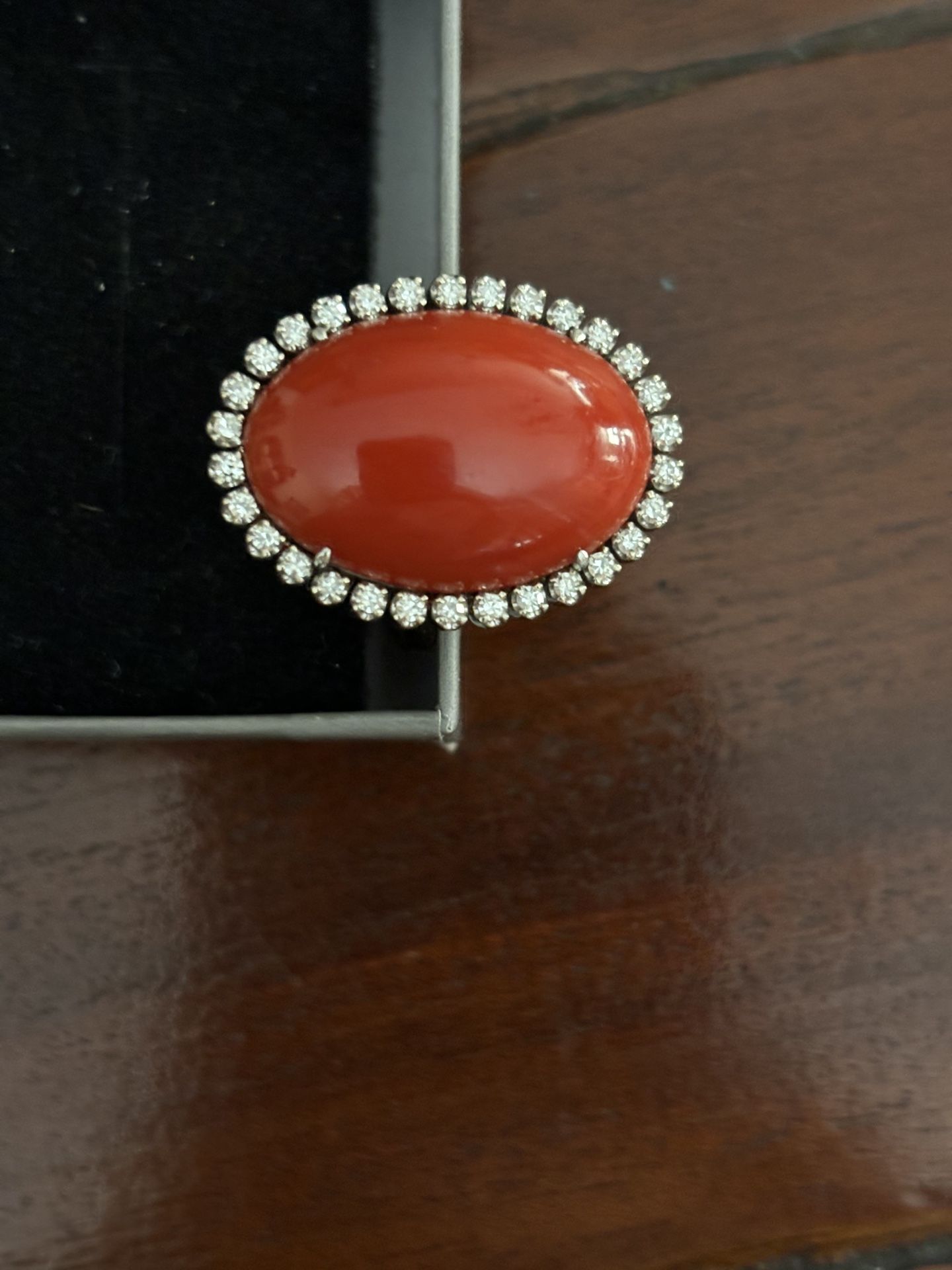 Oval Cabochon Coral Ring