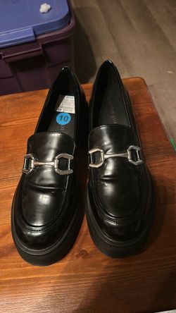 Black Patent Platform Loafers Size 10