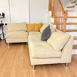 Beige CB2 L Shape Sofa 