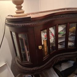 Rare Antique Oval Curio Table Belveled Glass From 1900s