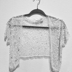 White Sequin Bolero Vintage 
