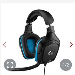 Logitech G432 Wired Gaming Headset, 7.1 Surround Sound, DTS Headphone:X 2.0, Flip-To-Mute Mic, PC (Leatherette) Black/Blue