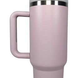 40 oz Tumbler With Handle and Straw Stainless Steel Double Layer Vacuum Insulated Thermal Mug Perfect Travel Cup For Water, Tea, Coffee (Pink)