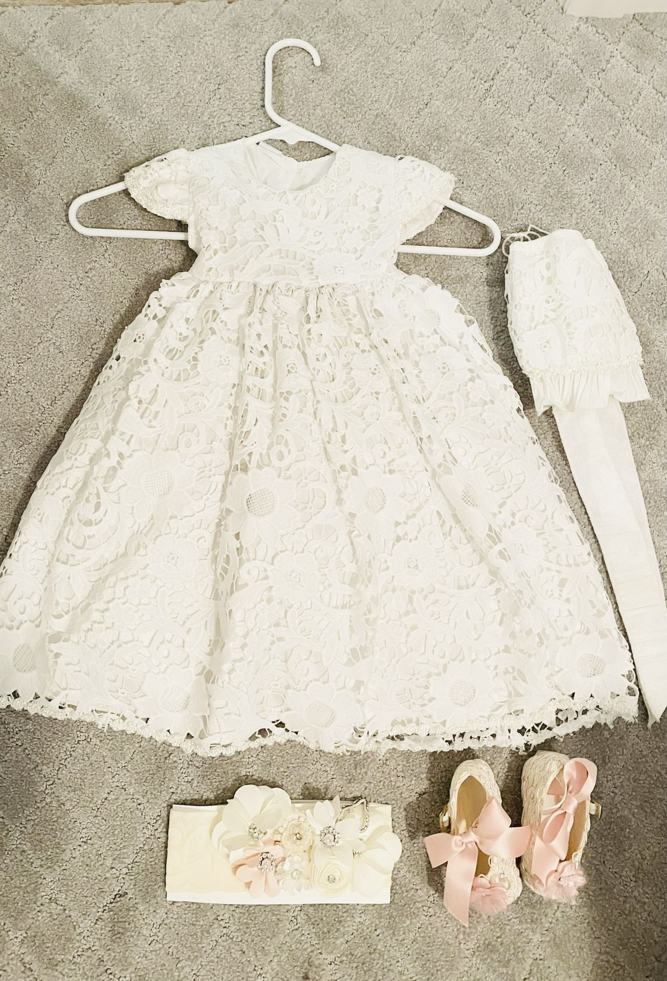 Baby Girls Baptism Dress Set 6–12 Months