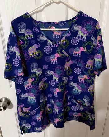 Adult Size 2XL Elephant Print Work Scrubs just $5