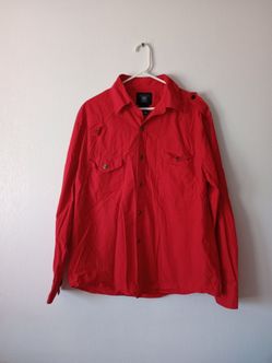 RB Black Elite Jean MFG Red Long Sleeve Button Up Shirt Men's Large