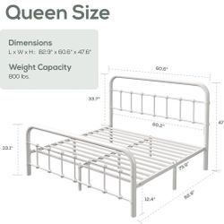Brand New In Box METAL QUEEN SIZE PLATFORM BED FRAME, No Mattress INCLUIDED