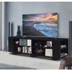 59" Console Storage Entertainment Media Wood Tv Stand-Black 