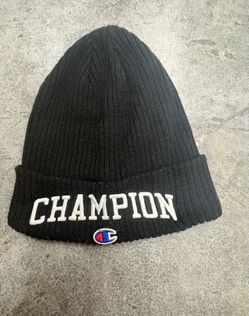 Champion Black Beanie Hat Men Casual Solid Fall Winter Stretch One Size