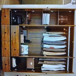 Wood Wardrobe With Shutter Doors Wardwore Farmhouse Style 70.5" H x19 D X59" L.