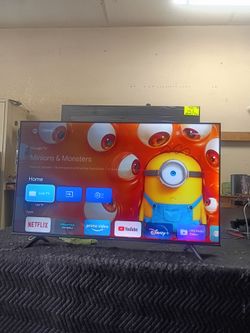 55 inch Hisense android 4k smart tv beautiful tv comes with remote control shows great quality clear picture works perfect guaranteed