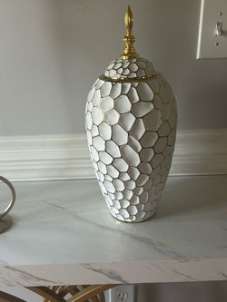 Beautiful white and gold vase