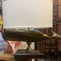 rare Solid, Brass Whale Lamp