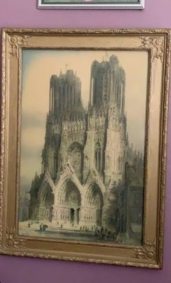 Antique Notre Dame cathedral watercolor