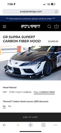 Sayber Carbon Fiber Hood - A90 Supra