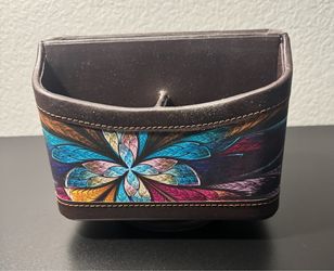 5 section decorative Leather Caddy. Swivel base.