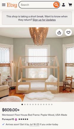 Montessori Floor House Bed Frame: Poplar Wood, USA-Made