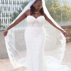 Size 14 Wedding Gown And Veil From “Impression Bridal” Paid Over $2500 For The Dress