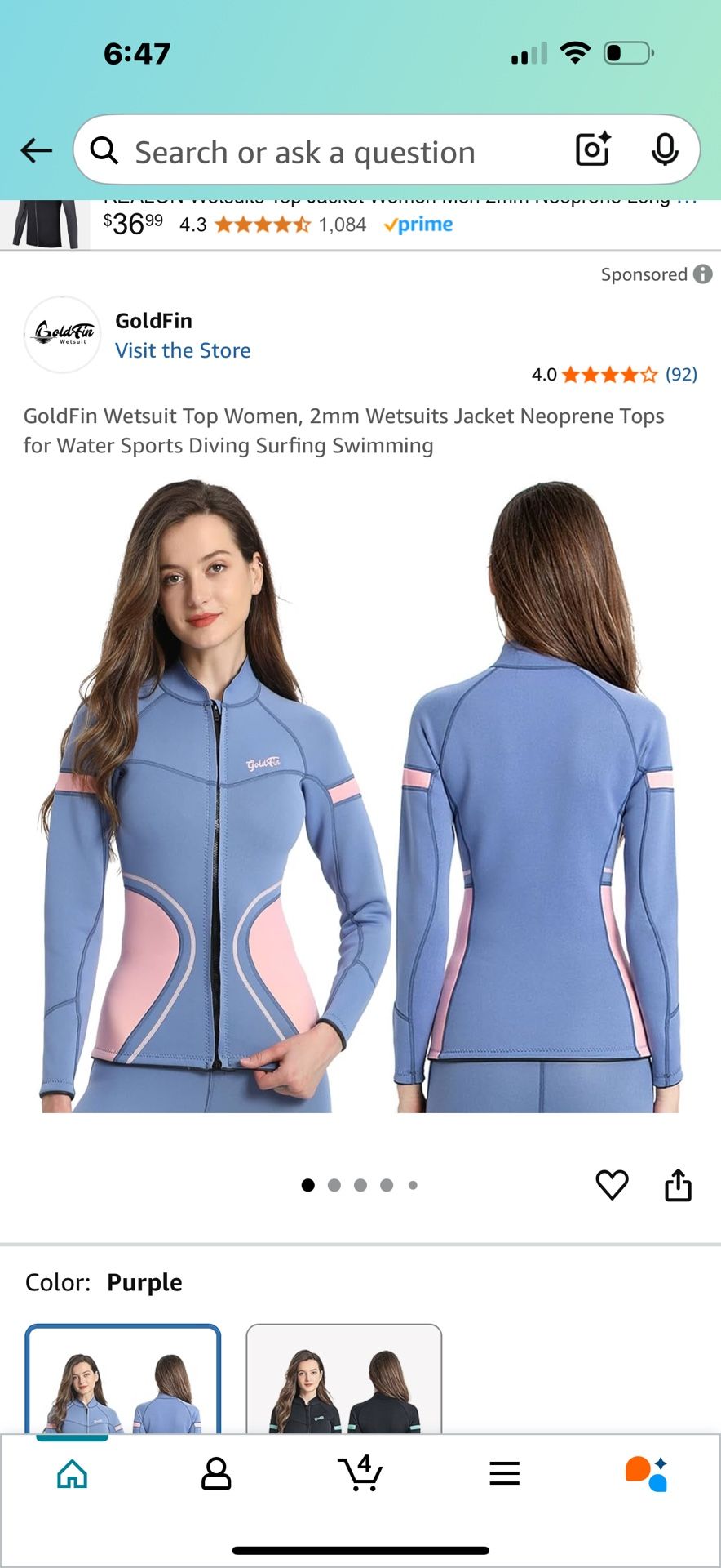 NWOT GoldFin Wetsuit Top Large