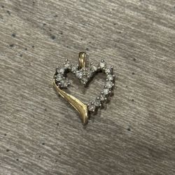 Diamond And Gold Heart Pendant 