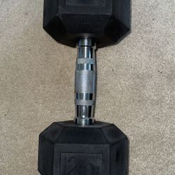25 Lb Rubber Hex Dumbbell 