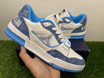 LV TRAINER LOOKALIKE VELCRO STRAP MONOGRAM DENIM WHITE BLUE BLACK NEW  SNEAKERS SHOES SIZE 9.5 10 43 44 A3 for Sale in Miami, FL - OfferUp