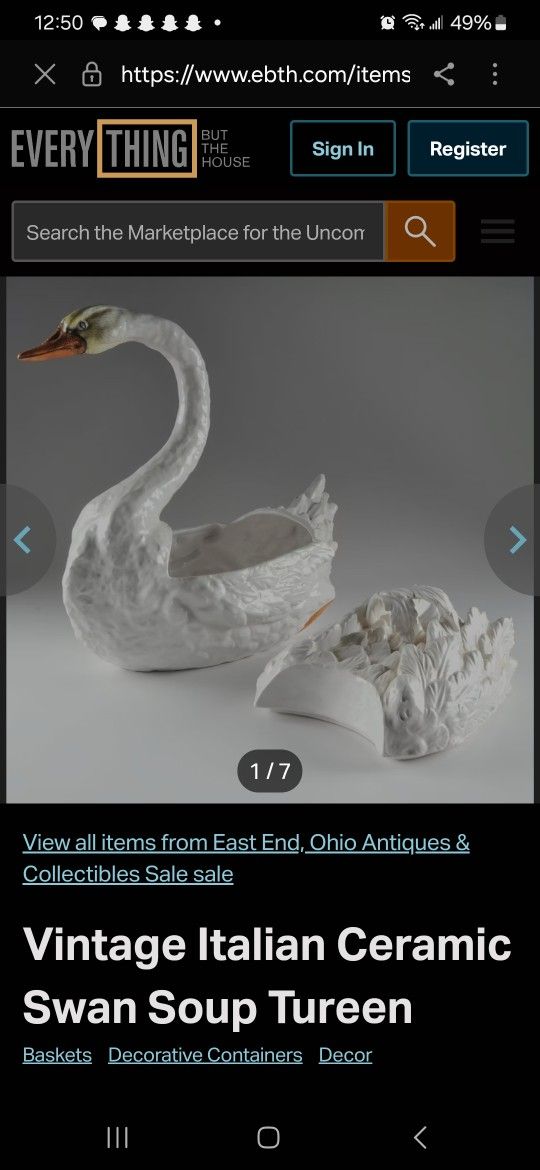 Antique Porcelain Swan