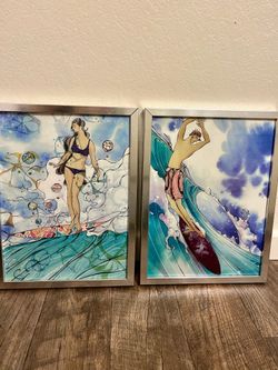 Surf art watercolor prints