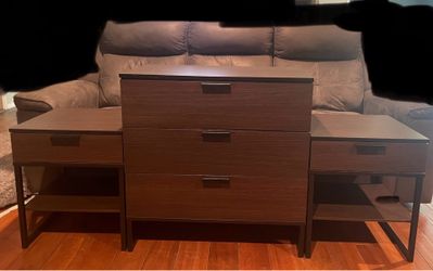 Dresser and Two Nightstands Brown