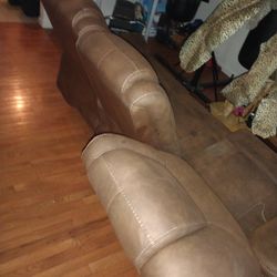 3 Seater Recliner Chair Brown Leather Sofa. 