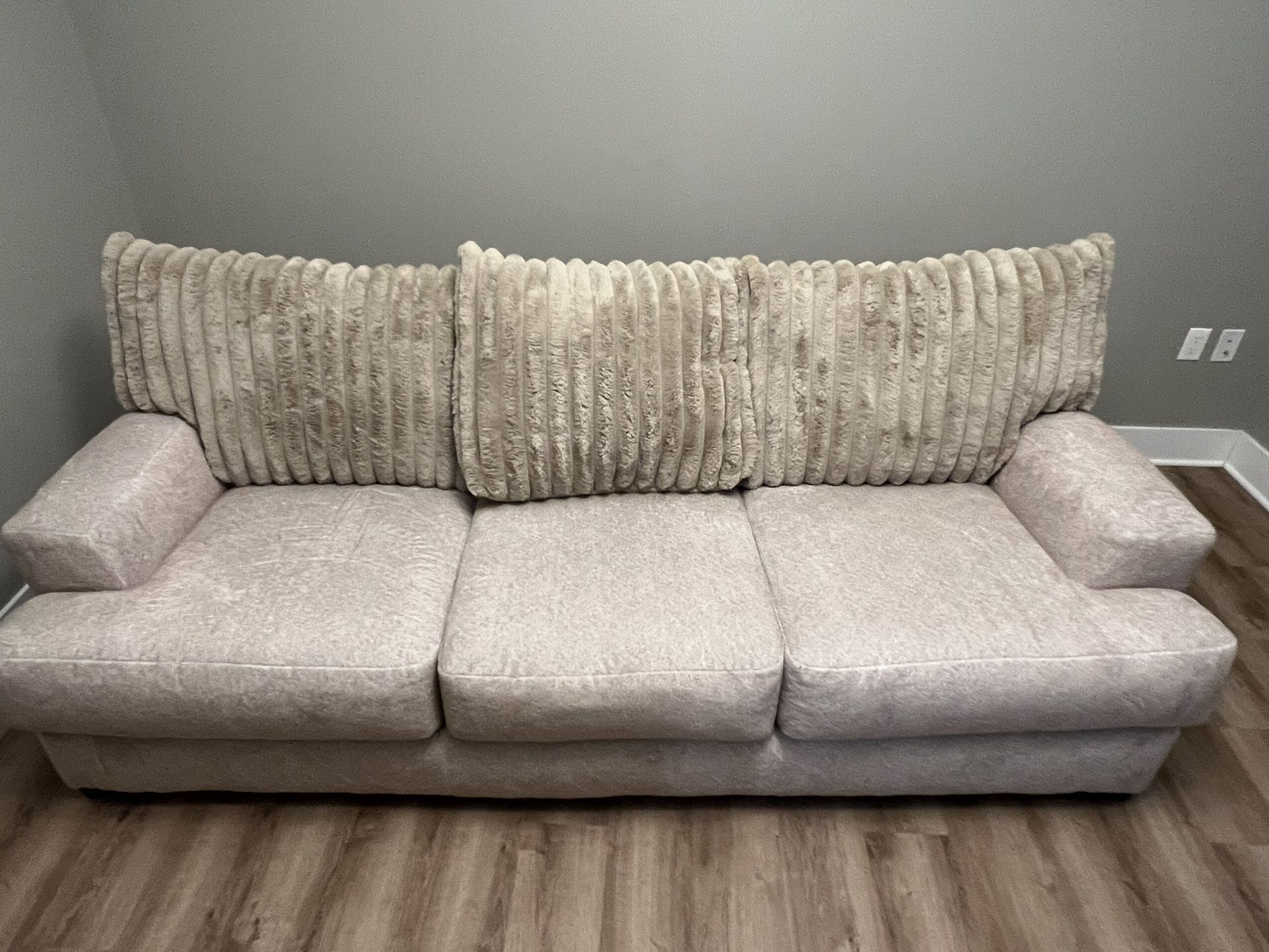 Beige Plush Sofa (NEW - 1 Month Use)