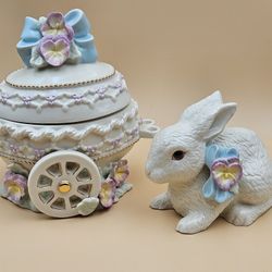 Lenox Limited Edition Easter Blossoms Bunny Cart and Bunny