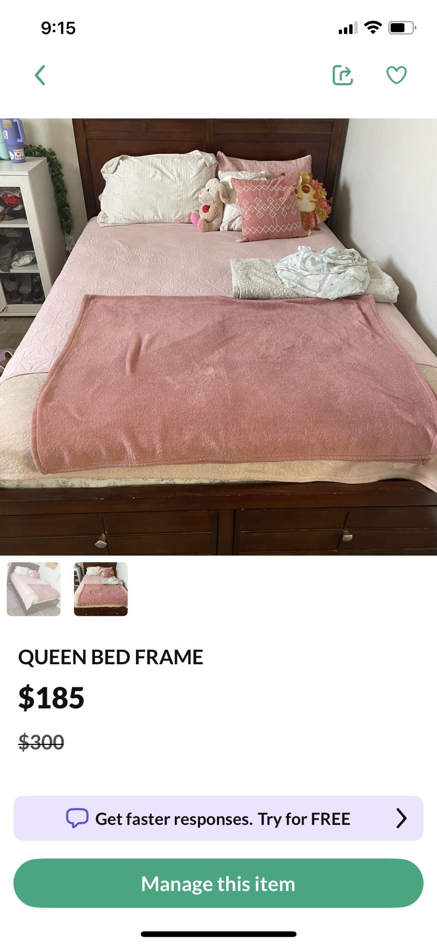Beautiful wooden queen Bed Frame