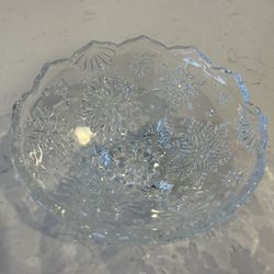 Vintage Mikasa Snowflake Footed Glass Bowl