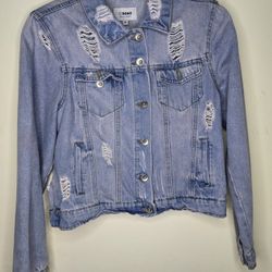 Ci Sono Women's Light Distressed Denim Jacket 
