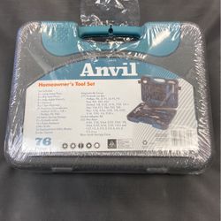 76 Piece Homeowner’s Tool Set Anvil Pliers Wrench Scissors Hammer Screwdrivers Tape Measure Bits Keys