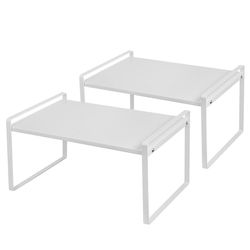 2Pack Cabinet Shelves Stackable Shelf Organizer Rack Riser for Kitchen Cabinet Pantry Cupboard Counter Countertop Home Organization Storage Space Save