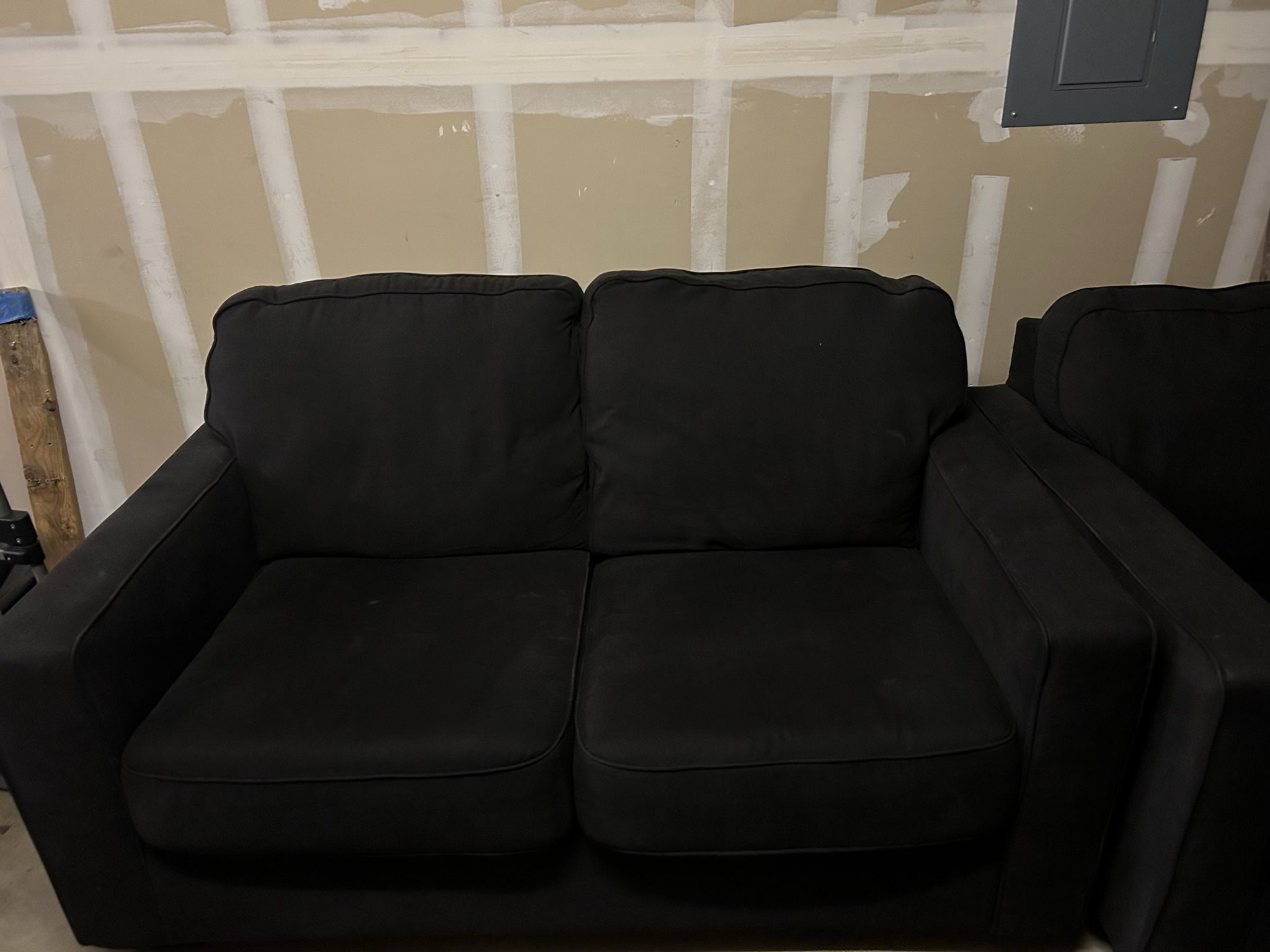 Sofas, - Love Seat And Three Seater Couch Black 