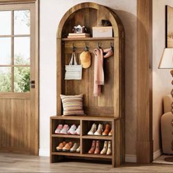 Arched Entryway Hall Tree with Shoe Storage