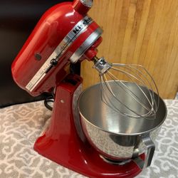 Kitchen Aid Artesian 5-QT Mixer 300 Watts, Tilted Head With Mixing Bowl & Mixer, Works Perfect In Empire Red