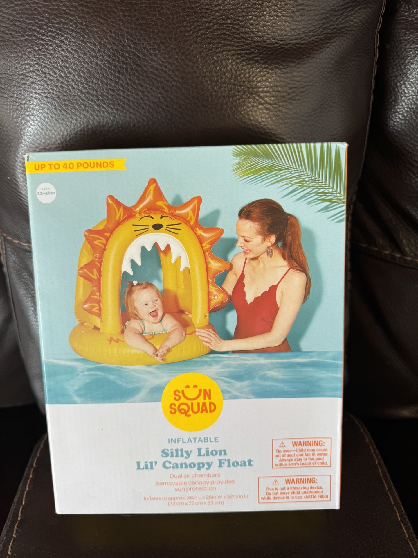 Sun Squad Inflatable Silly Lion lil Canopy Float (New) Up to 40 pounds Ages 12-36 m Location new port Richey