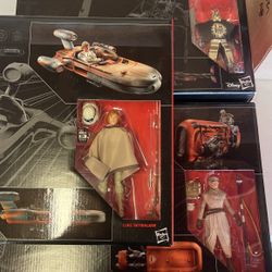 Star Wars Black Series Landspeeder , Reys Speeder and Enfys Nests Swoop Bike 