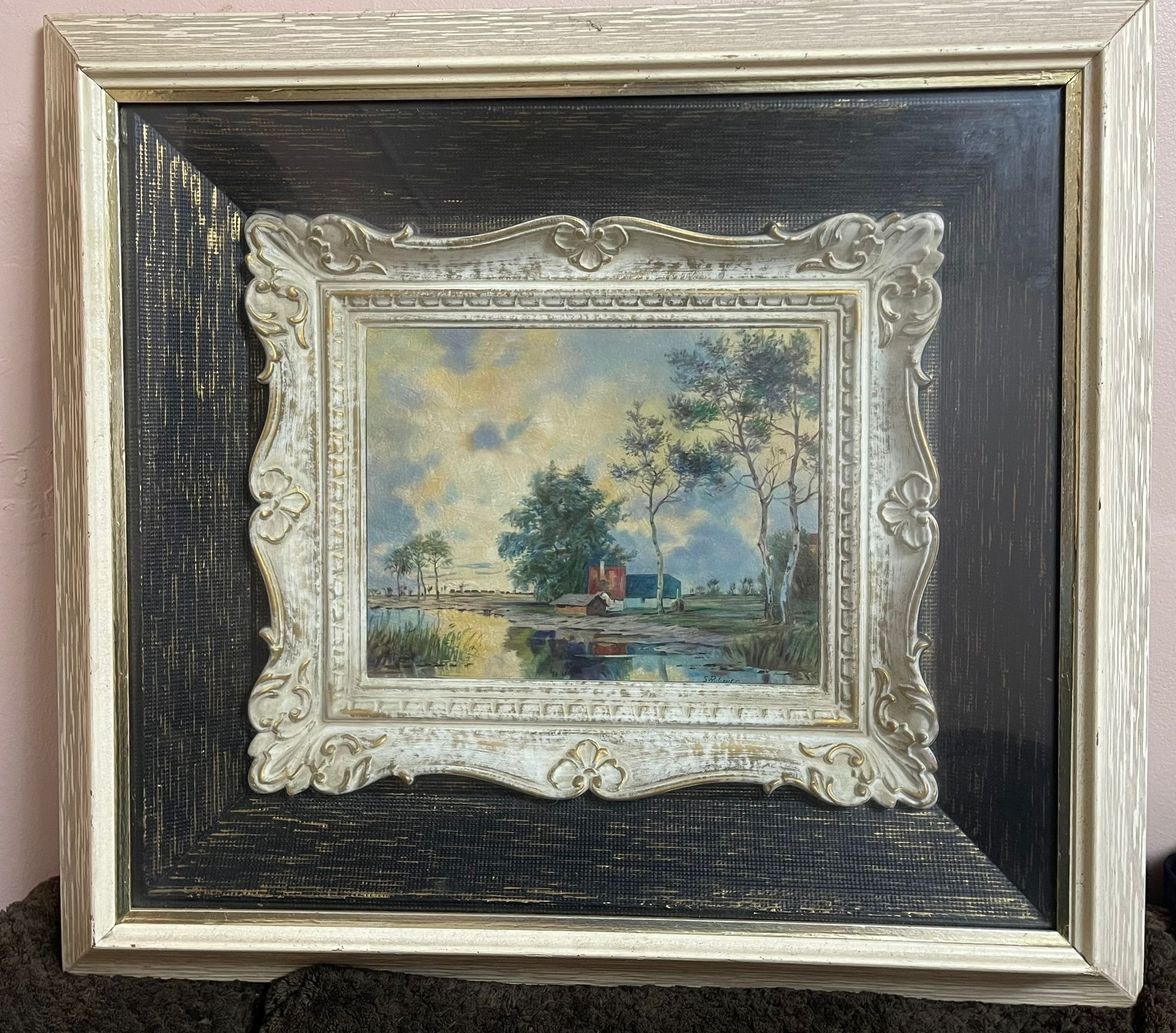 Antique vintage painting by S. Robert & Signed by S. Robert.
