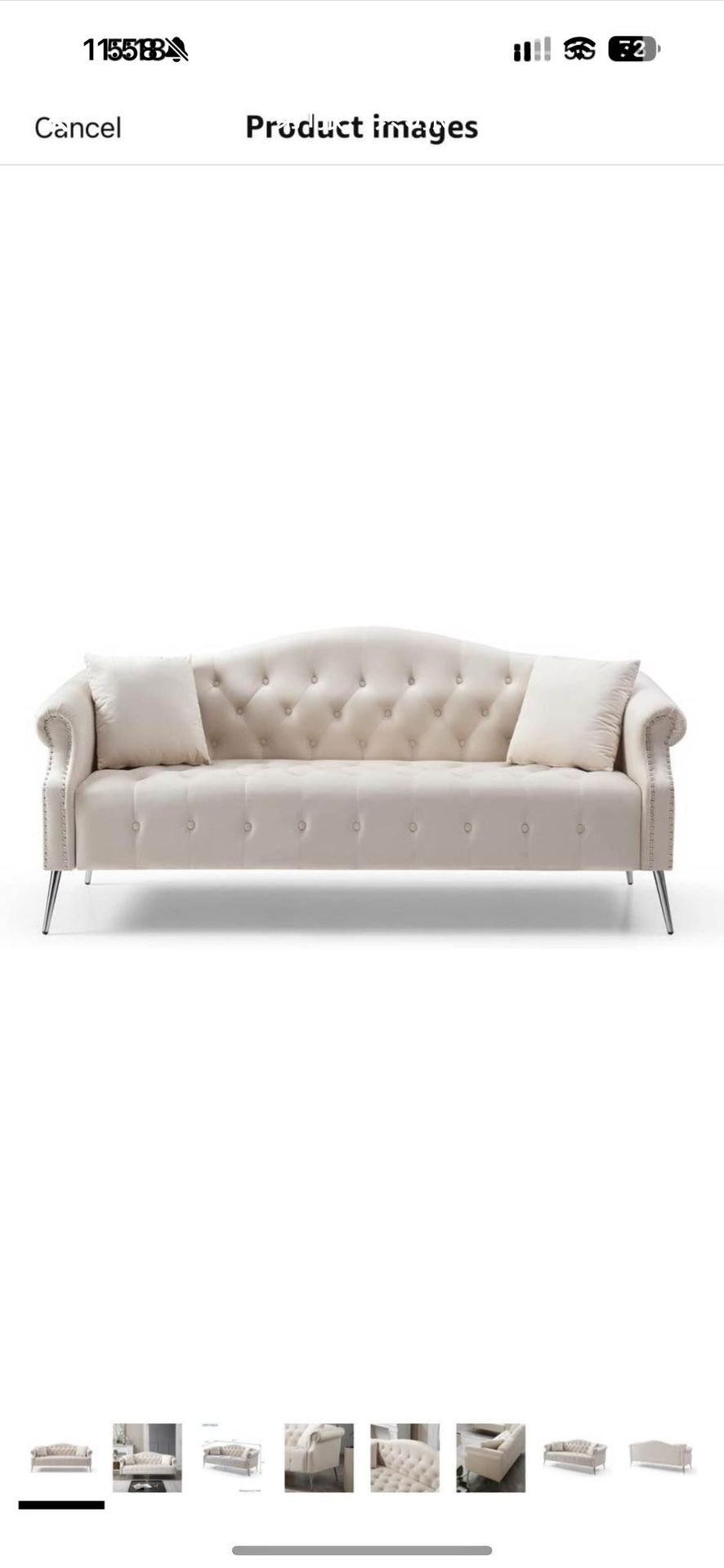 78.7'' Modern Velvet Sofa Contemporary Upholstered Couch Curved Backrest Rolled Arms Living Room Set with Silver Metal Legs and 2 Pillows(Beige)