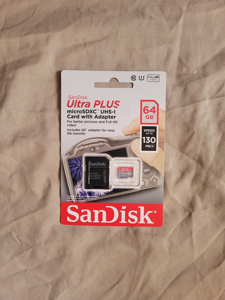 Sandisk Ultra Plus Micro 64gb SDXC UHS-I Card With Adapter 