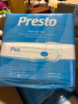 Presto Plus Adult Briefs with Tabs Large 18ct