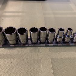 Snap-on 1/4”Drive 12 Point Shallow Metric Socket Set 5-14