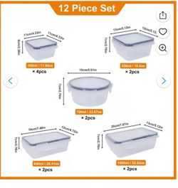Stablo Food Storage Containers with Lids Airtight 24 Piece (12 Containers & 12 Lids), BPA-Free Plastic Storage Meal Prep Container for Kitchen Storage