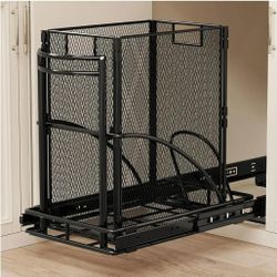 Cabinet Trash Can Pull Out Kit, Heavy Duty Under Sink Garbage Can Pull Out Track + 7 Gal Bin, Under Cabinet Slide Out Organizer, Trash Can Drawer Slid